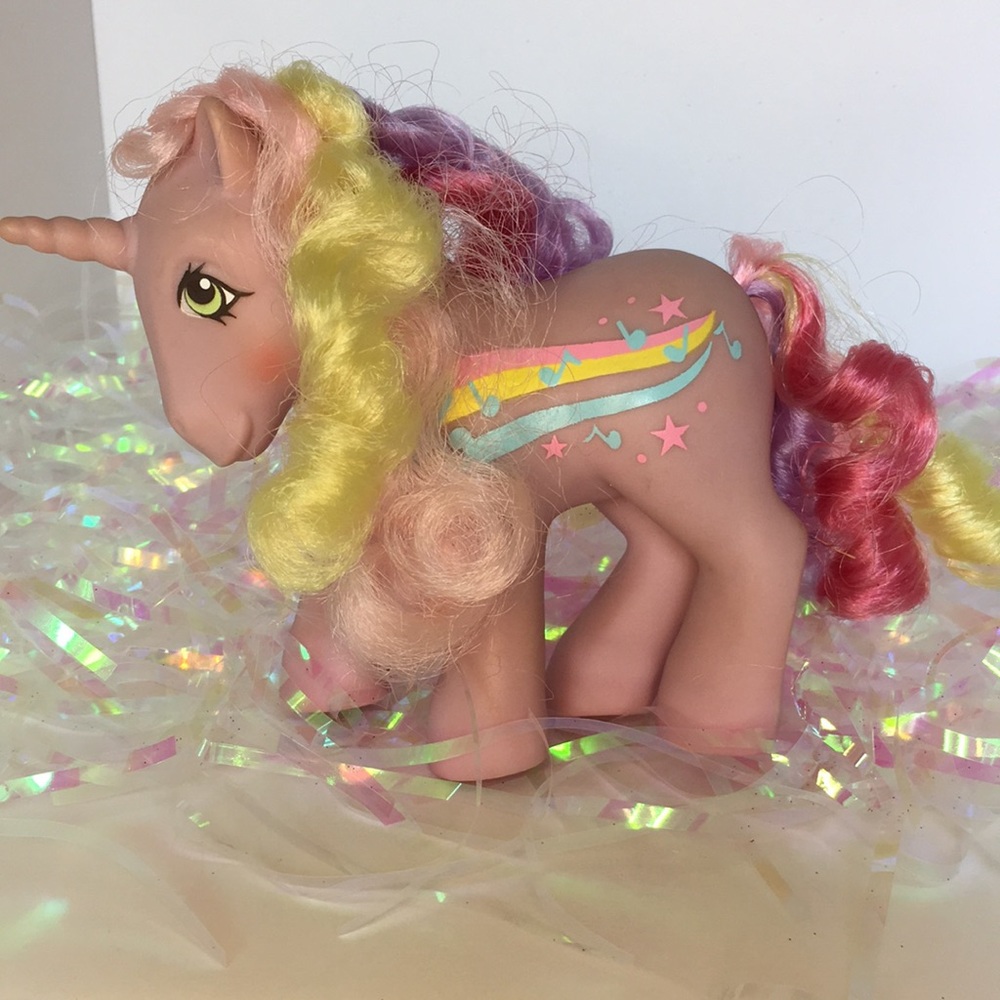 My Little Pony Rainbow Rider Unicorn w/Curly Hair G1 1985 Musical Note of Love